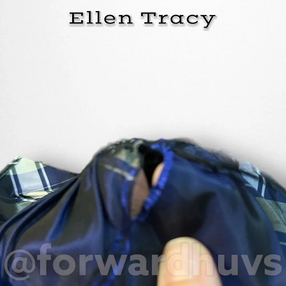 Vintage Ellen Tracy Blue Plaid Silk Taffeta Wrap Skirt Size 13